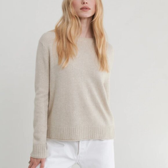 Jenni Kayne Wool Blend Knit 'Everyday Sweater' In Classic Oatmeal Size Xl